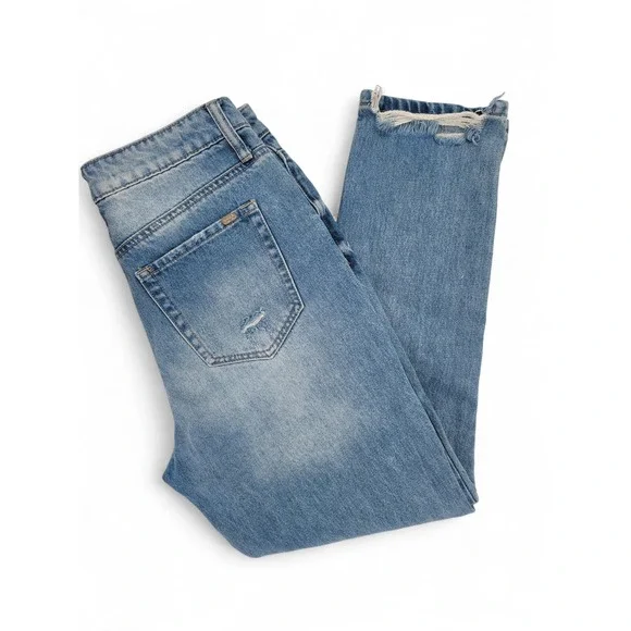 Special A Womens 3 Straight Leg Jeans Cotton Blue Distressed Raw Hem - Picture 3 of 7